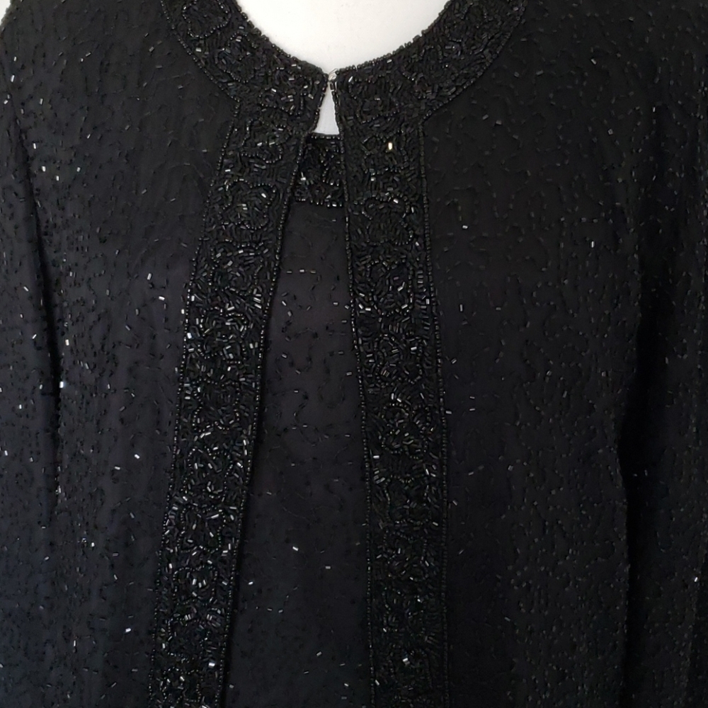 Laurence Kazan black beaded gown/jacket